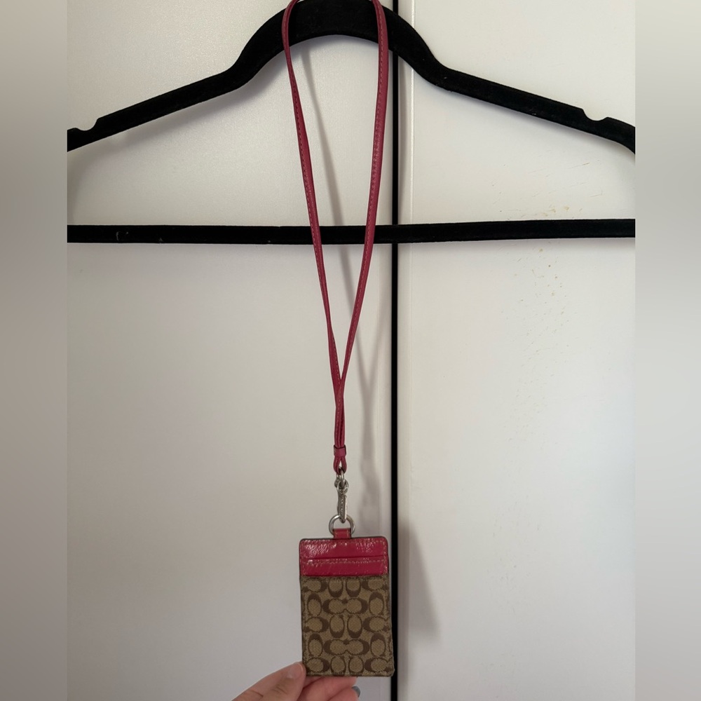 Coach Pink and Brown Key & Card Holder